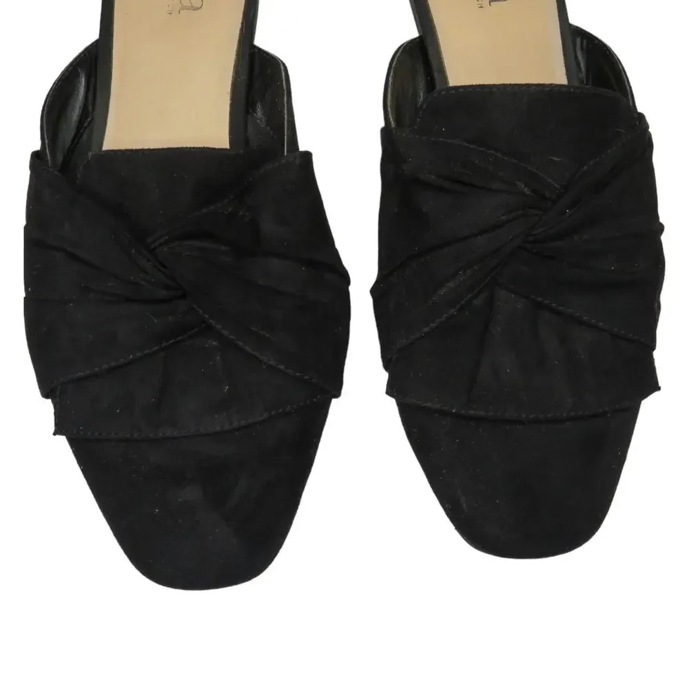 ANA Black Suede Ballet Flats 7.5 Classic Slip on Chic Minimalist